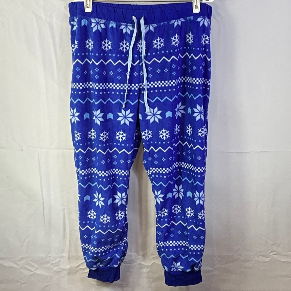 North Pole Blue Snowflake Pattern Drawstring Jogger Style Pajama Pants Size XXL